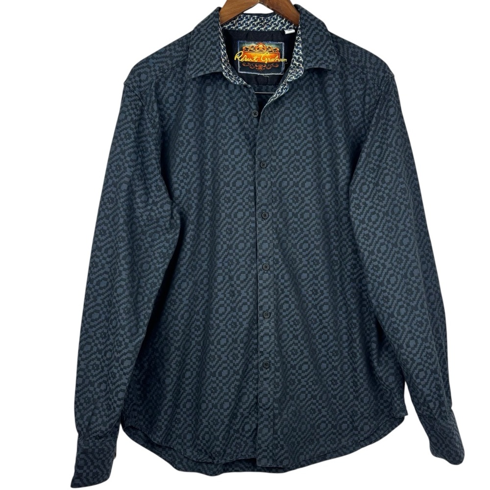 Robert Graham Falkland Geometric Print Medieval Tapestry Flip Cuff Dress Shirt L